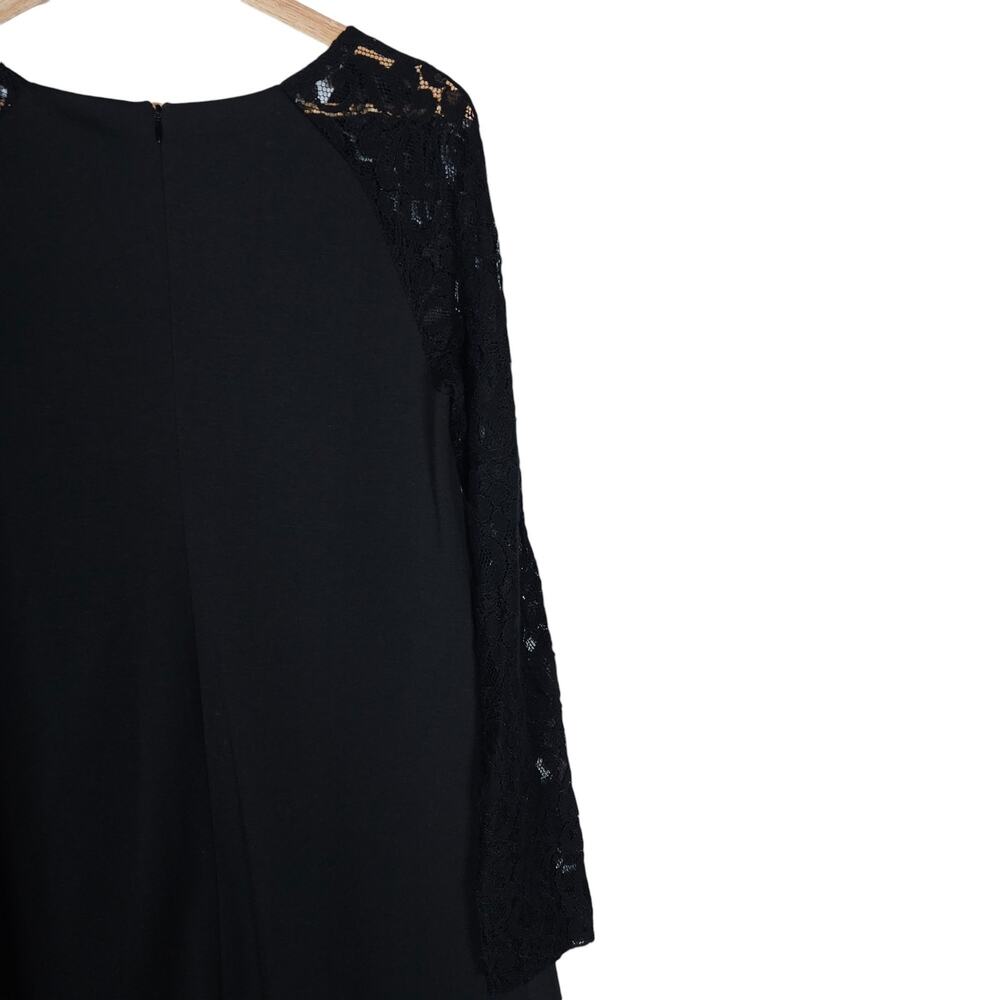 Pietro Brunelli Milano Womens Dress Small Black Floral Lace Long Sleeve A Line - Picture 8 of 15